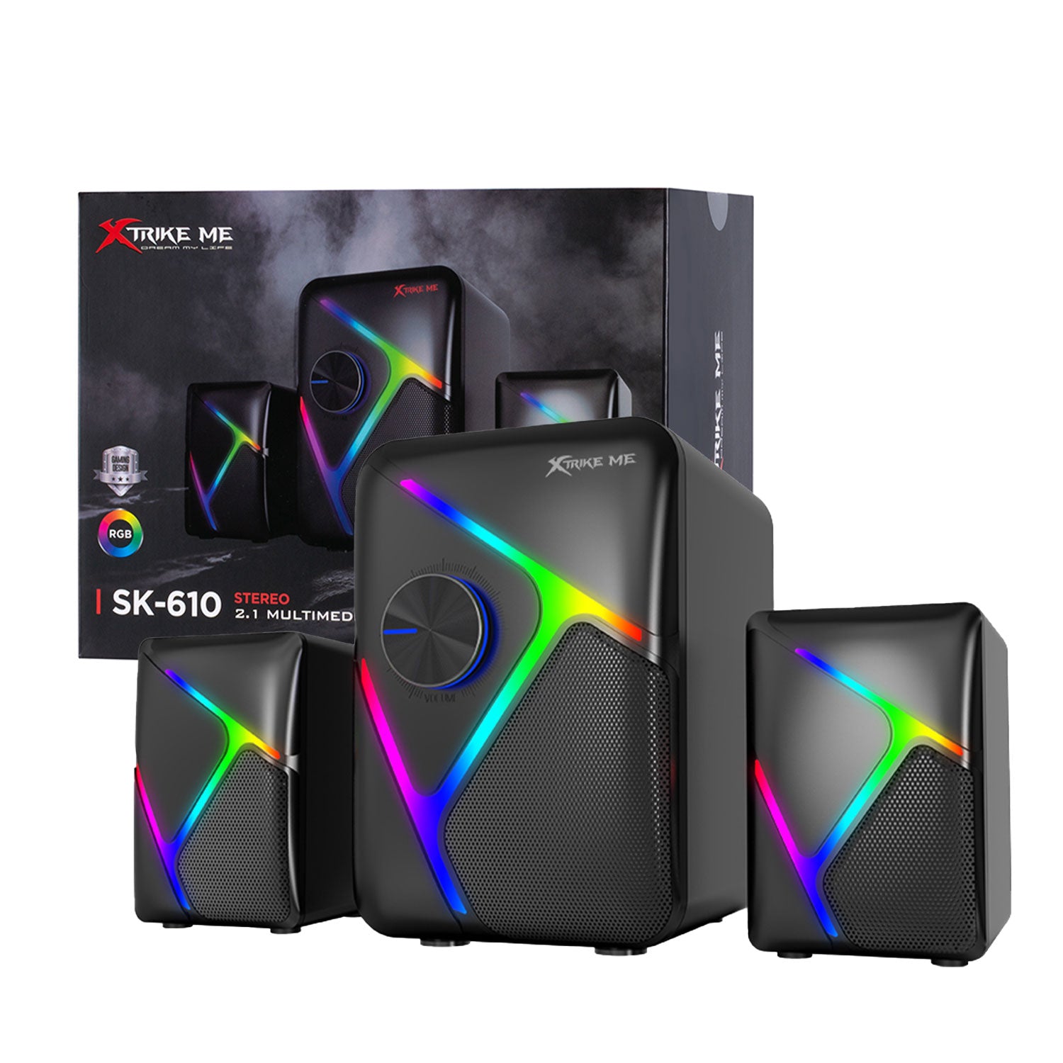 XTRIKE ME SK-610 RGB Stereo Wired Gaming Speakers with Subwoofer